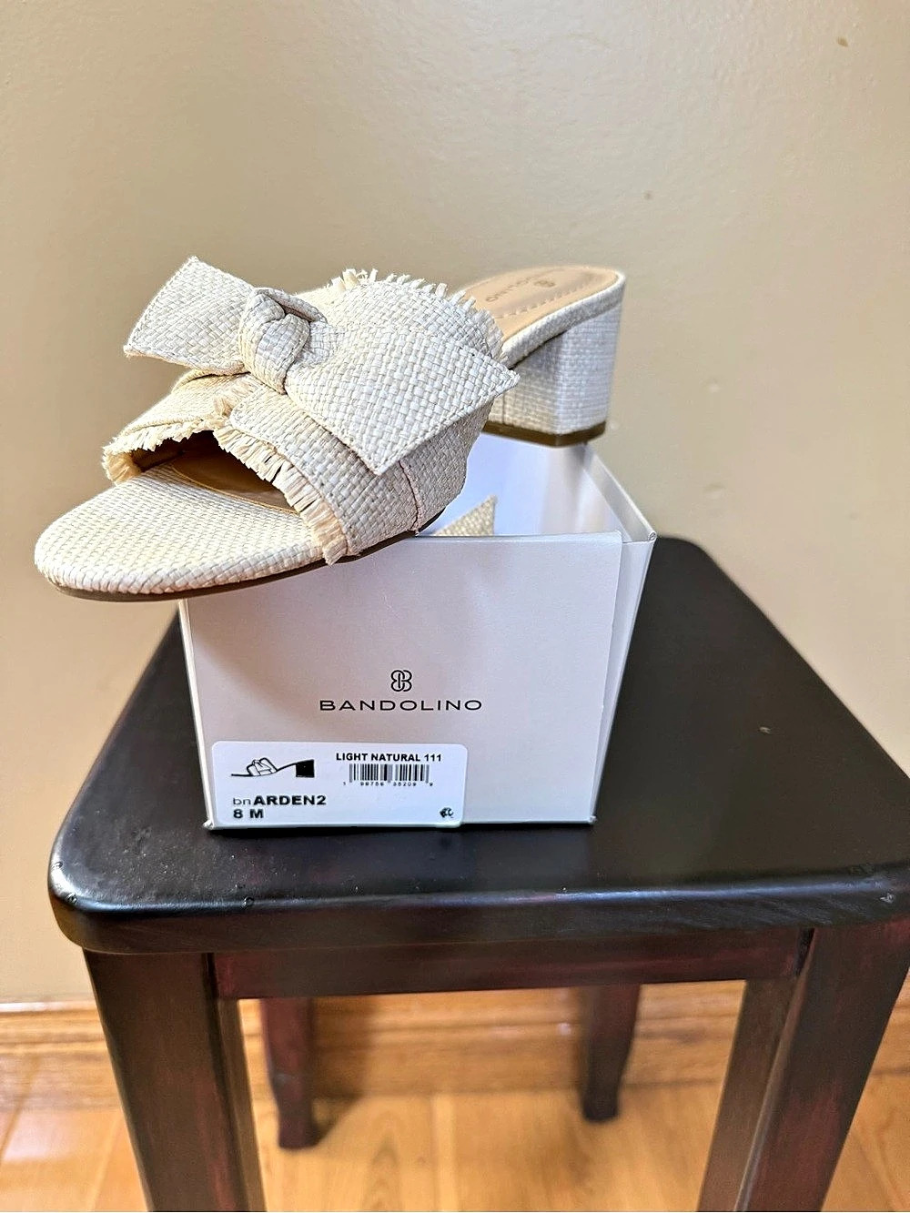 Bandolino Arden Bow Block Heel Slide Sandals Cream Size 8 M